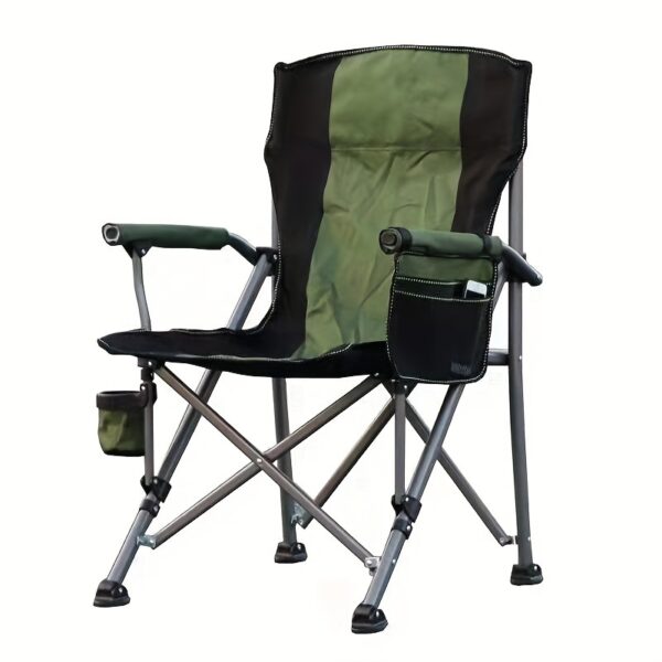Portable Folding Chair – High Load Capacity 150kg, Cushioned Armrests & Side Pockets